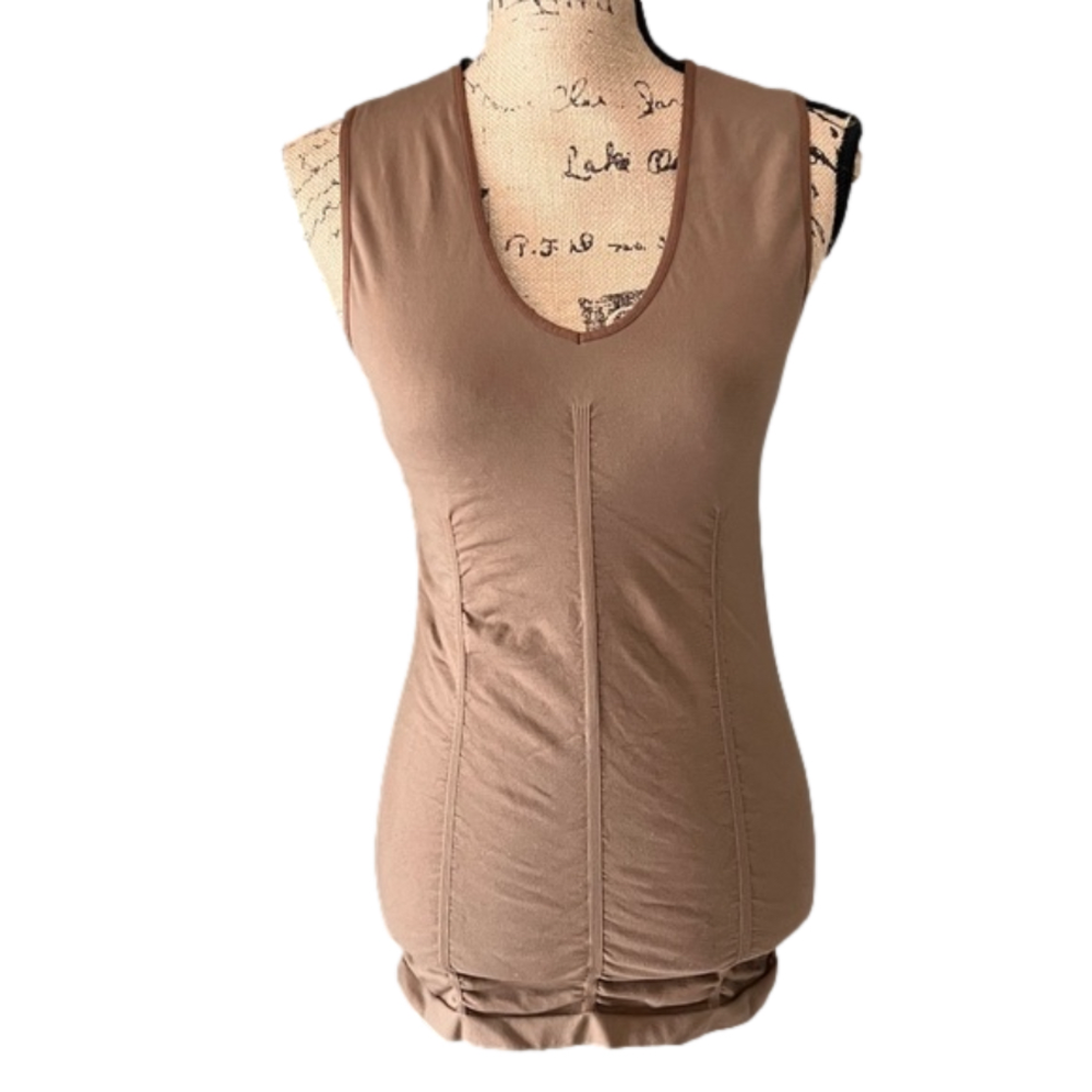 Merona Brown Sheen Stretchy Ruched Tunic Tank Top Like New Size S